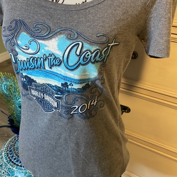 Women’s Cruisin, the Coast Harley Davidson canvas T-shirt, small - Picture 3 of 5
